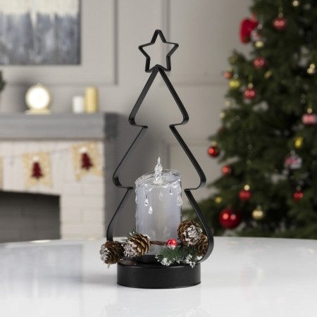 LED figure "Fleet in a Christmas tree" 15 × 32 × 11 cm, metal, AAX3 batteries (not complete), glow warm white-1