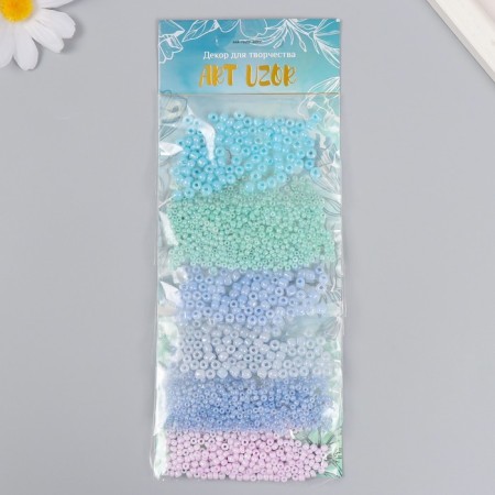 Round beads "from blue to lilac" 6 colors x 10 grams-2