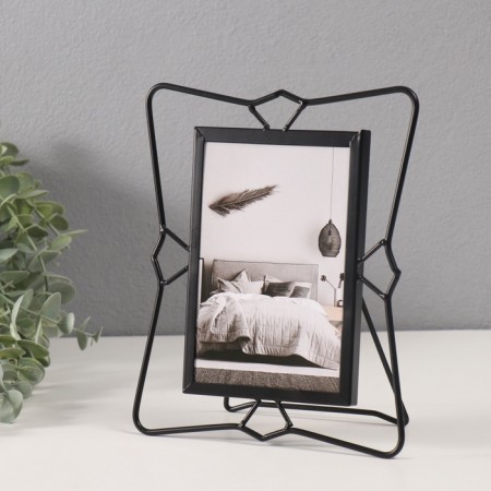 Photo frame metal in 1 photo 10x15 cm "Unusual geometry" black 16.7x20.5 cm-1
