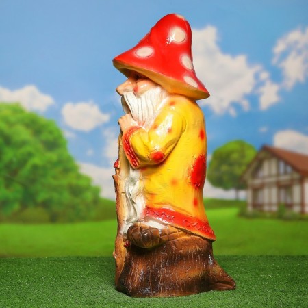 Garden figure "Elder mushroom with a staff" 61x25x29cm-1