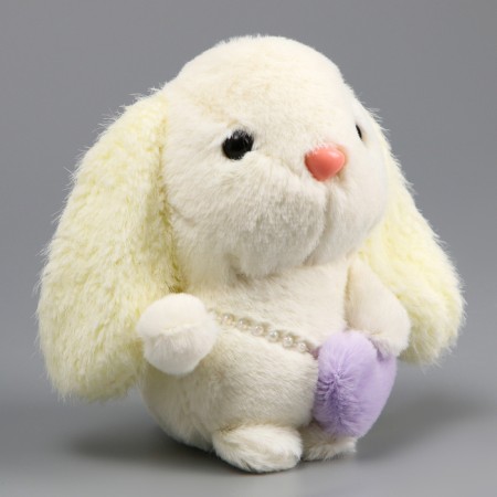 Soft toy "Bunny" on a key fob, 11 cm, white color-3