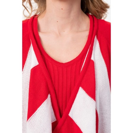 Cardigan female, size 42, red color, white-3