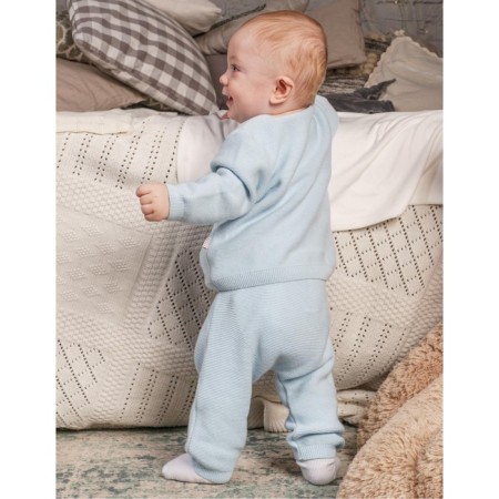 Knitted costume (jumper, trousers), blue color, height 62-2