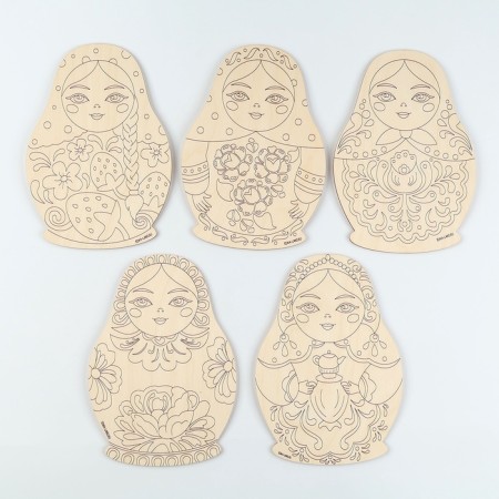 Harvesting for creativity. Wood painting "Matryoshka", 5 pcs-1
