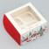 Folding box for 4 cupcakes with the window “Happy New Year!”, 16 x 16 x 10 cm, New Year