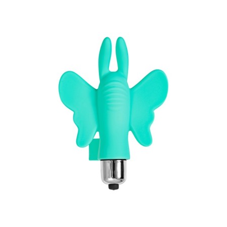 Vibro-tank-button on the finger Eromantica Butterfly, 10 cm, silicone, mint-3