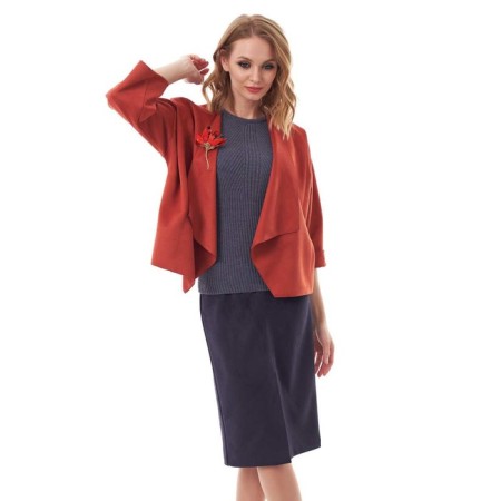 Cardigan female, size 48, Terracot color-7