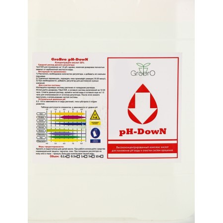 Fertilizer for hydroponics "Grobro" PH Down, 5L-1