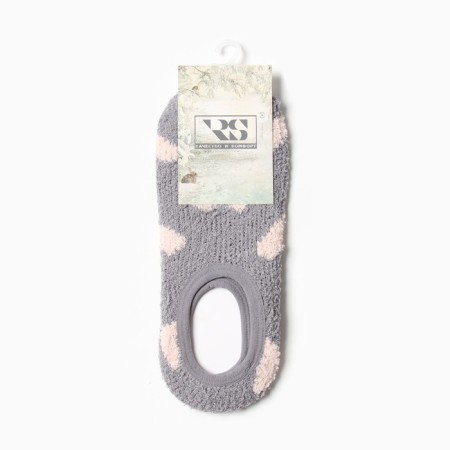 Women's socks shortened with non-slip soles, light gray color with hearts, size 36-39-3