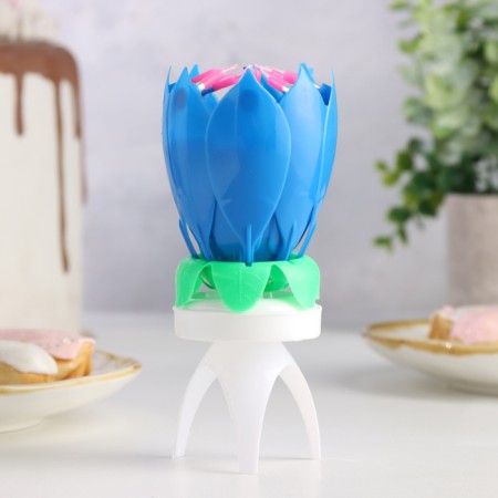 Candle for cake musical "Tulip", spinning, blue, 14.5 × 6 cm-4