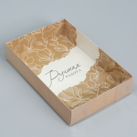 Confectionery packaging, Makarun box with PVC lid, “Handmade”, 18 x 12 x 3.5 cm