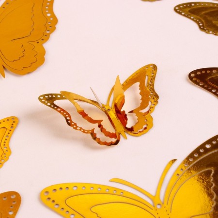 Set for decorating "Butterflies", 12 pieces, color gold-1