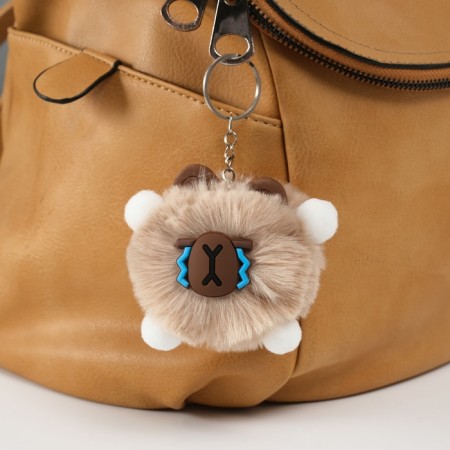Fluffy on the ring "Capybara Mr. Sadness" beige 10x8x8 cm
