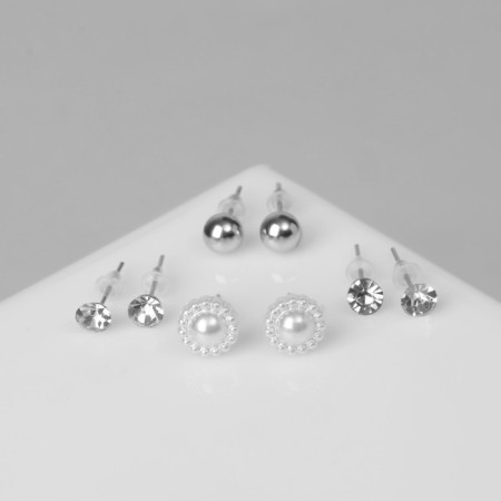 Pusets 4 pairs of "romance" Vintage circle, white color in silver-1