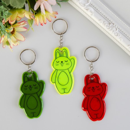 A keychain plastic reflective "Bunny - Hello!" Mix 6.7x4.1 cm-2