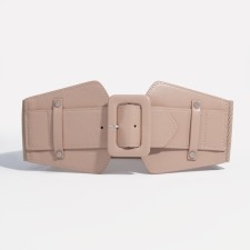Women's belt, width 7.5 cm, metal buckle, beige color