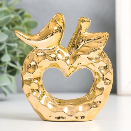 Souvenir Ceramics "Bird on an apple" Gold 10.3x3.3x10.3 cm