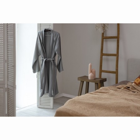 Essential bathrobe, multilayer muslin, size S, color gray color-12