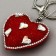 Soft toy "Volumetric Heart" with rhinestones, on a key fob, 7 cm, red color