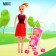Mom and daughter doll with a stroller, mix