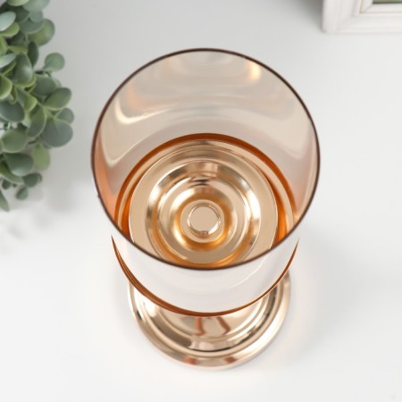 Climber Metal, glass per 1 candle "Etna" D-8 cm, gold 11.5x11.5x38.5 cm-3