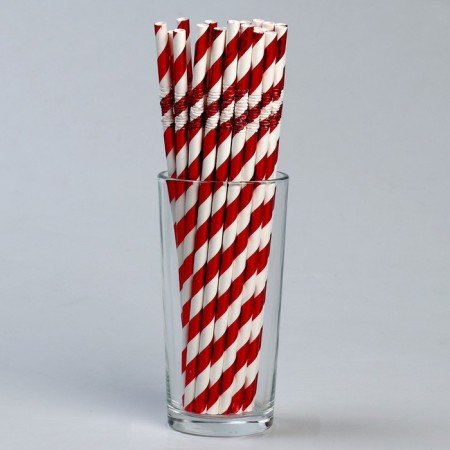 Tubing for a cocktail with corrugation "spiral", in a set 25 pieces, red color-1