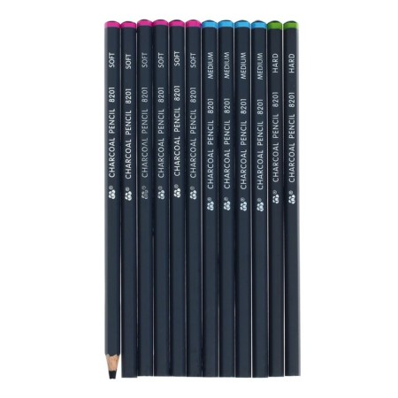 Coal pencils Black 12 pieces in a set (6 rod-soft, 4 derivatives, 2 rnovation)-6