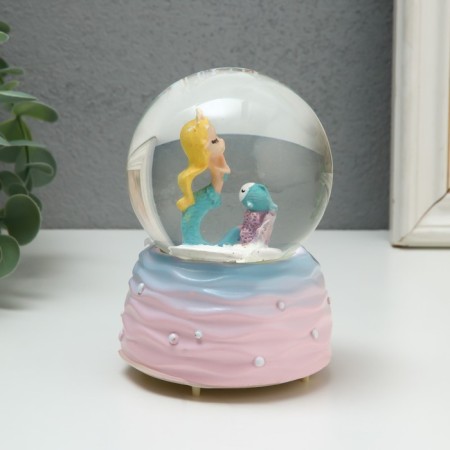 Souvenir Polystone Water Ballion Music, Light "Mermaid and Fish" MIX 8x8x12 cm-5