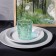 Decorative glass candlestick, 8.5 × 8.5 × 10 cm, blue color