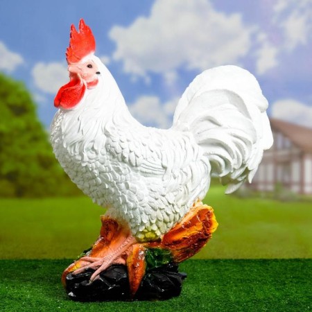Garden figure "Rooster" White, 20x44x56cm