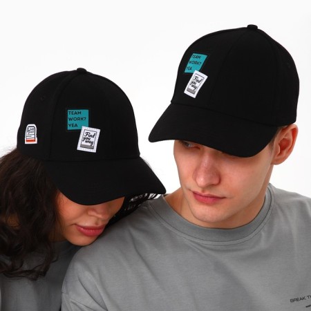 Men's cap team work, Black color, rr 56-10
