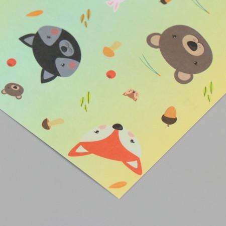 Scrapbooking paper "Forest animals" density 180 grams set 10 pcs 15.5x17 cm-3