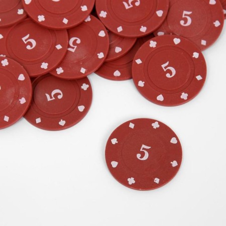 A set of chips with a face value of 5. Plain, red, in a set 25 pcs.