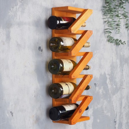 Wooden shelf under 5 bottles, 57x18.5x11 cm