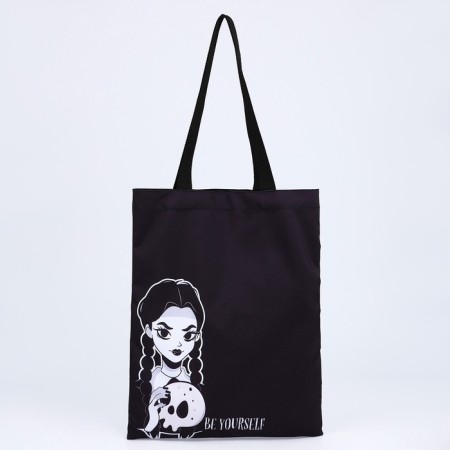 Shoper bag without fastening, black color-8