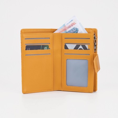 Women's wallet on magnet, yellow color-5