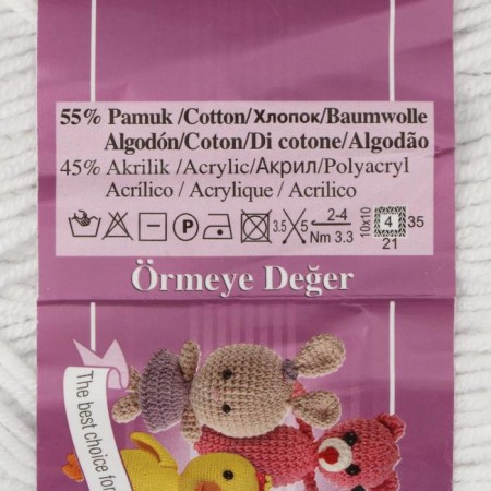 Yarn "Cotton Gold" 55% cotton, 45% acrylic, 330m/100g (55 white)-2