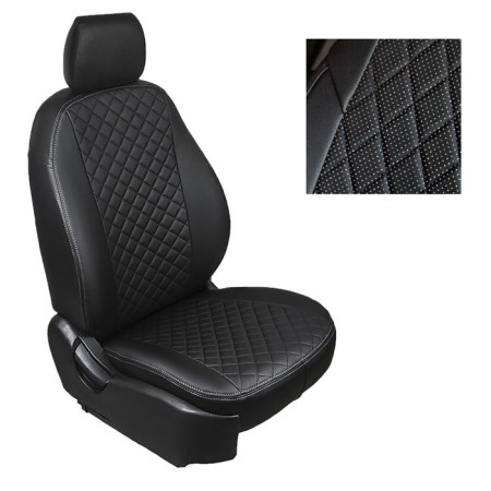 Autoshekhli for Lada Vesta, (40/60), with the rear armrest, 2015-n, rhombus, eco-leather, set