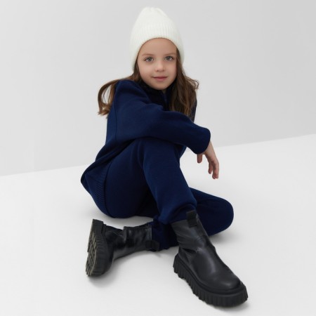 Costume (sweater and trousers) children's minku, dark blue color, height 152 cm-6
