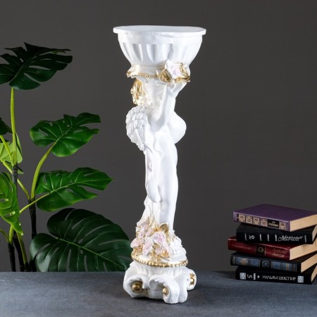 Figure pot "Angel with roses", white-gold, 1.8 l/ 24x27x70cm-2