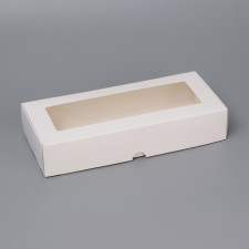 Box fold, pencil case, with a window, white, 27 x 12 x 5 cm
