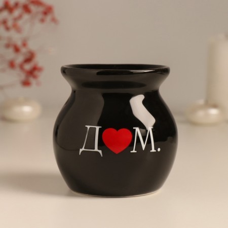 Aroma lamp ceramics "D ♥ M." Black 7.2x7.2x7.8 cm-2