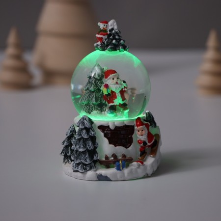 Souvenir Polystone Water Ball Light "Snowman. Christmas tree" MIX 5.5x5x5x9 cm-4