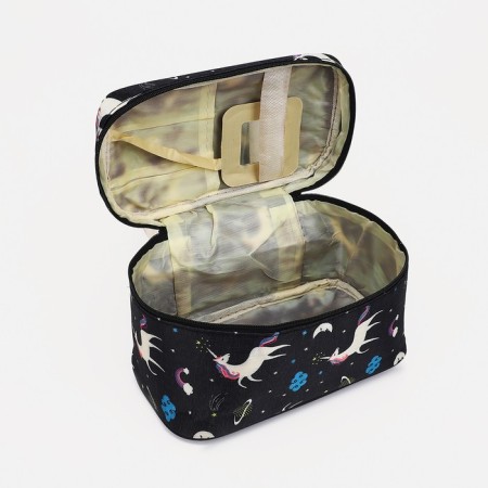 Cosmetic bag with lightning, black color-2
