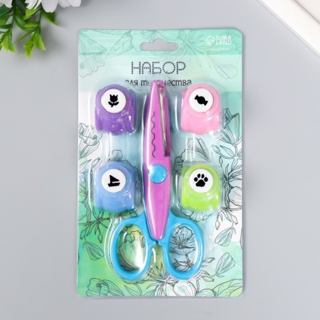 Set for scrapbooking "Zigzagi" scissors figured 15.5 cm+4 holes d = 1.2 cm10x23 cm mix-10