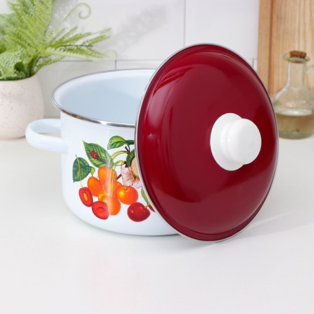 Cylindrical “cherries”, 4 l, with a lid, induction, white color, white-1