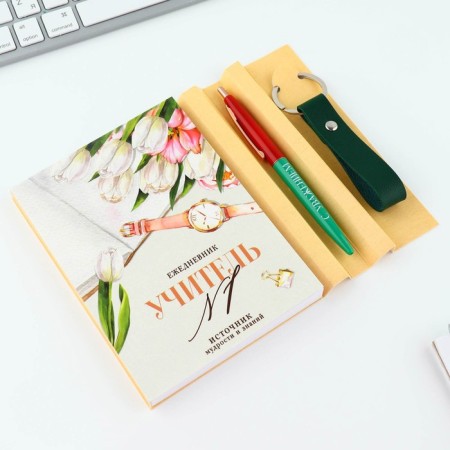 Gift set "Gift to an expensive teacher": Diary A6, 120 liters, keychain, handle-2