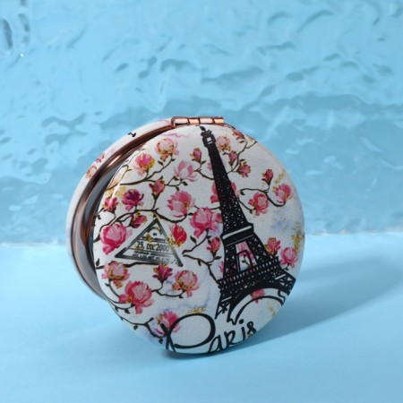 Folding mirror “Paris”, D = 7.5 cm, with an increase, artificial leather, white color-4