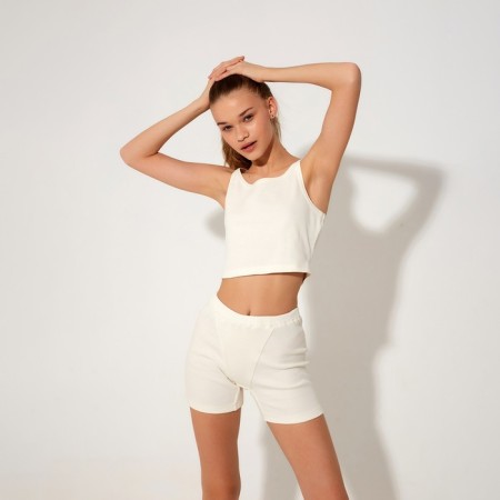 Women's shorts Minaku: Basic Line, Ecrew color, size 46
