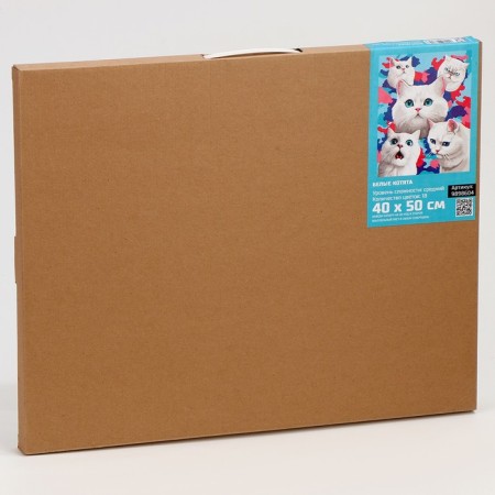 Picture on numbers on a canvas with a subframe "White kittens", 40 x 50 cm-2